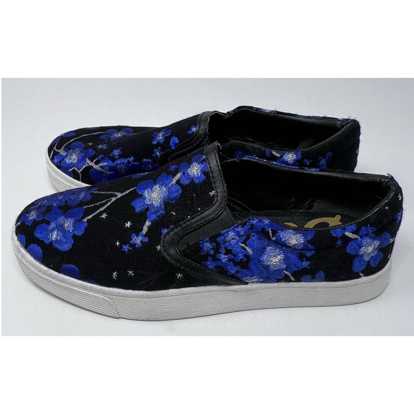 Sam Edelman Women's Slip-On Marvin Blue Floral Sneakers Size 8M - Picture 2 of 6